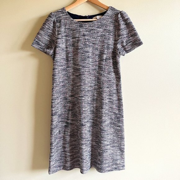 NEW Loft Ann Taylor Tweed Short Sleeve Fit Flare Dress- Multicolor Womens Size 8 - Picture 1 of 7